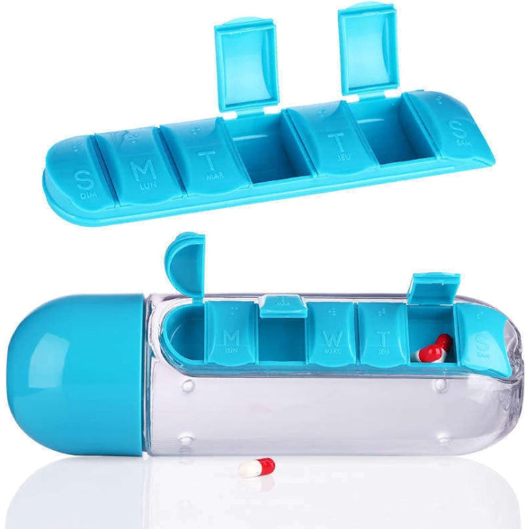12911 Pill & Vitamin Bottle, Water Bottle Multi Functional Use for Traveling & Outdoor Use Water Bottle, Travelling kit, Summer Special Bottle (600 Ml / Mix Color )